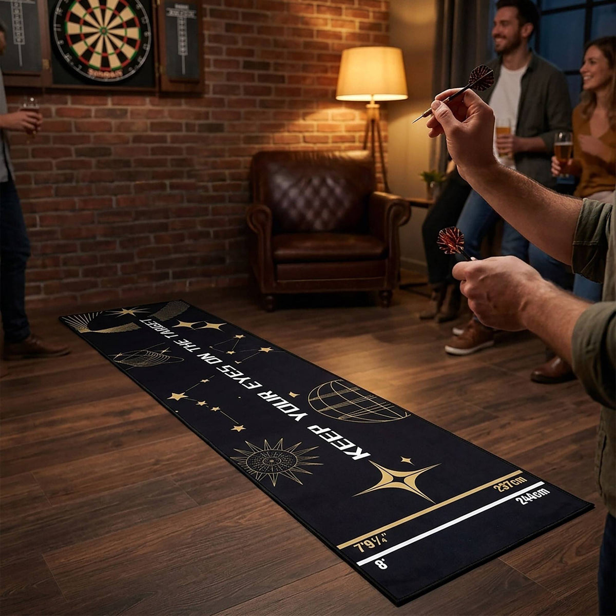 Dart Mat with Official Oche Line, 60x260 cm, Non-Slip