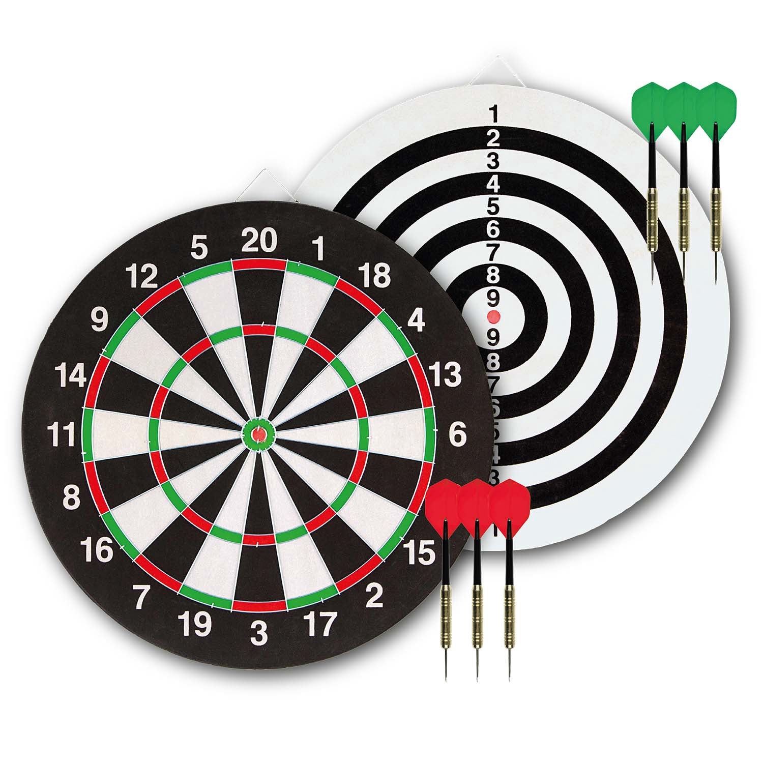 Dartboard Set with 6 Brass Darts, Double-Sided 45cm