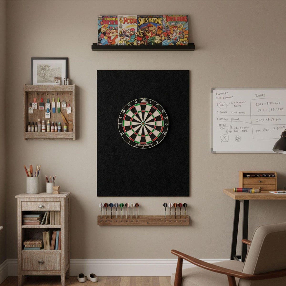 Dartboard Surround, 6-Piece Felt Protection Mat
