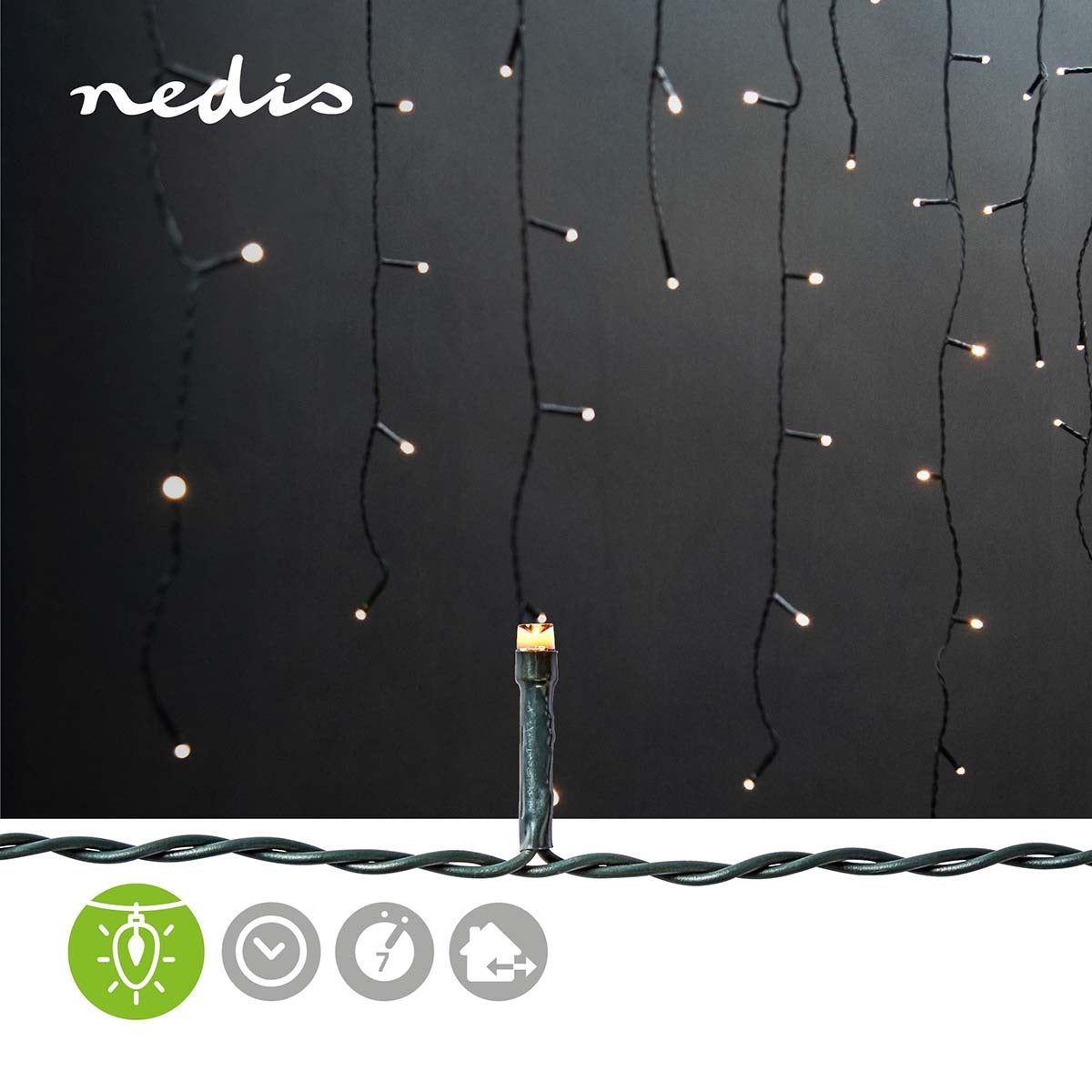 Decorative Istapps candle | 180 LEDs | Warm White | 5.90 m | Lighting effects: 7 | Power adapter