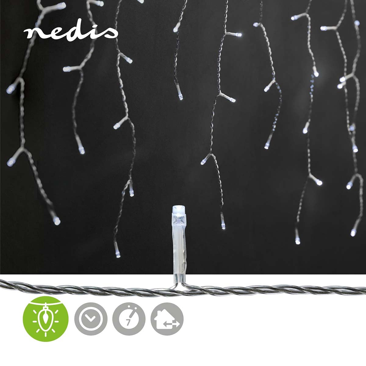 Decorative Istapps candle | 360 LED's | Cold White | 9.00 m | Lighting effects: 7 | Power adapter