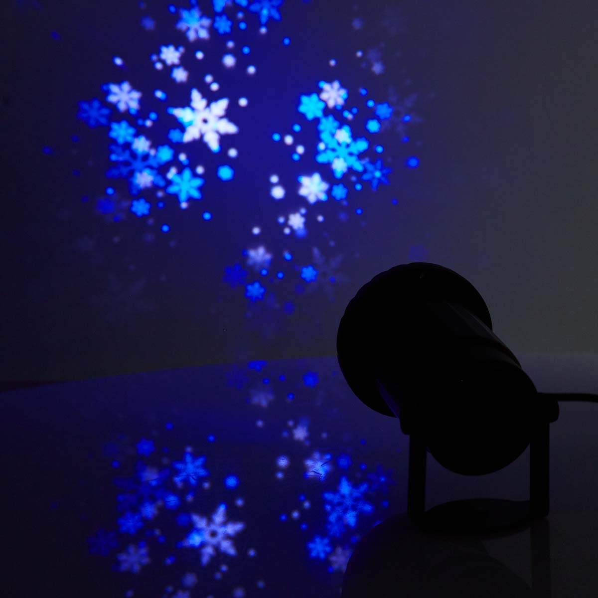 Decorative Light | LED Snowflake Projector | White and Blue Ice Crystals | Indoors or Outdoors