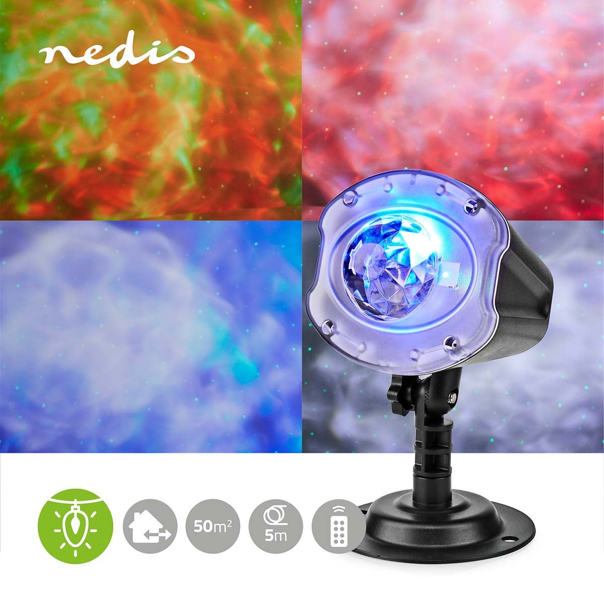 Decorative Light | LED and laser projector | Colorful LEDs and green laser | Indoors or Outdoors | Remote control