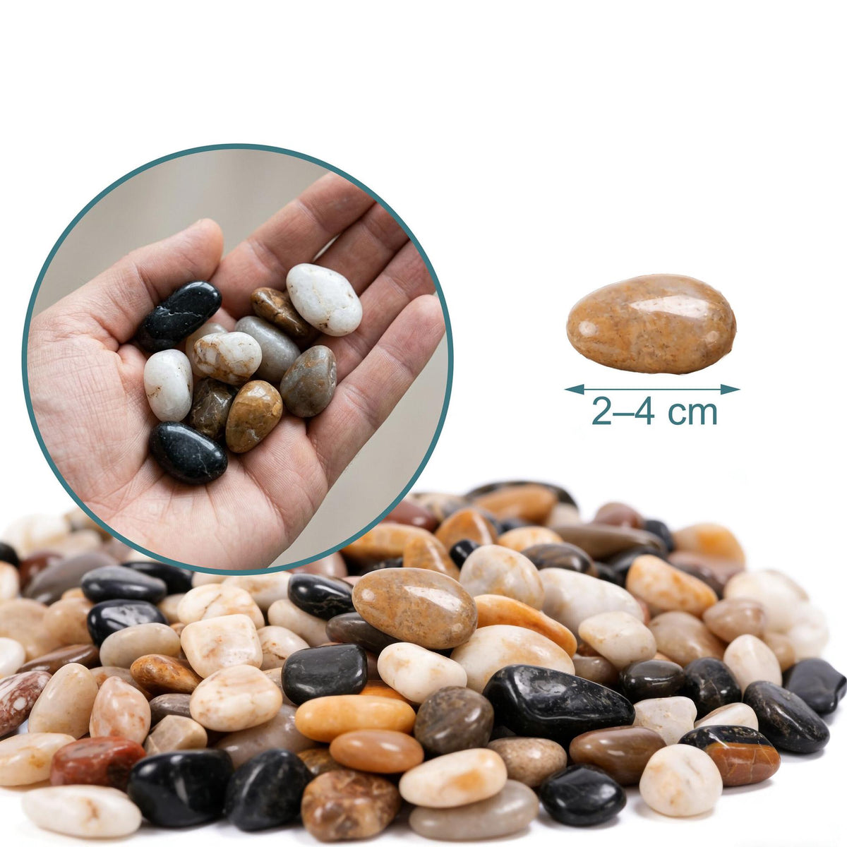 Decorative Mixed River Pebbles, 2kg – Natural Stone 20–40mm