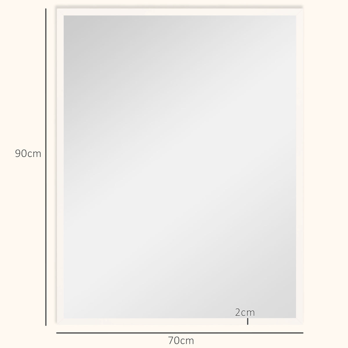 Decorative Wall Mirror, 70 x 90 cm, White MDF Frame