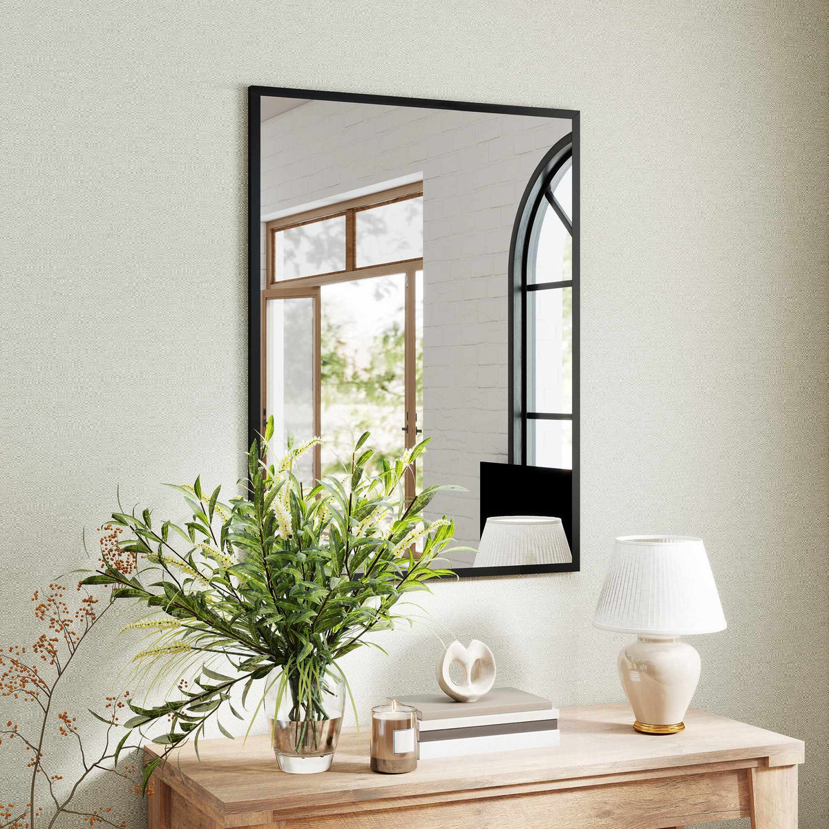 Decorative Wall Mirror, 76.2 x 101.6 cm, Black MDF Frame