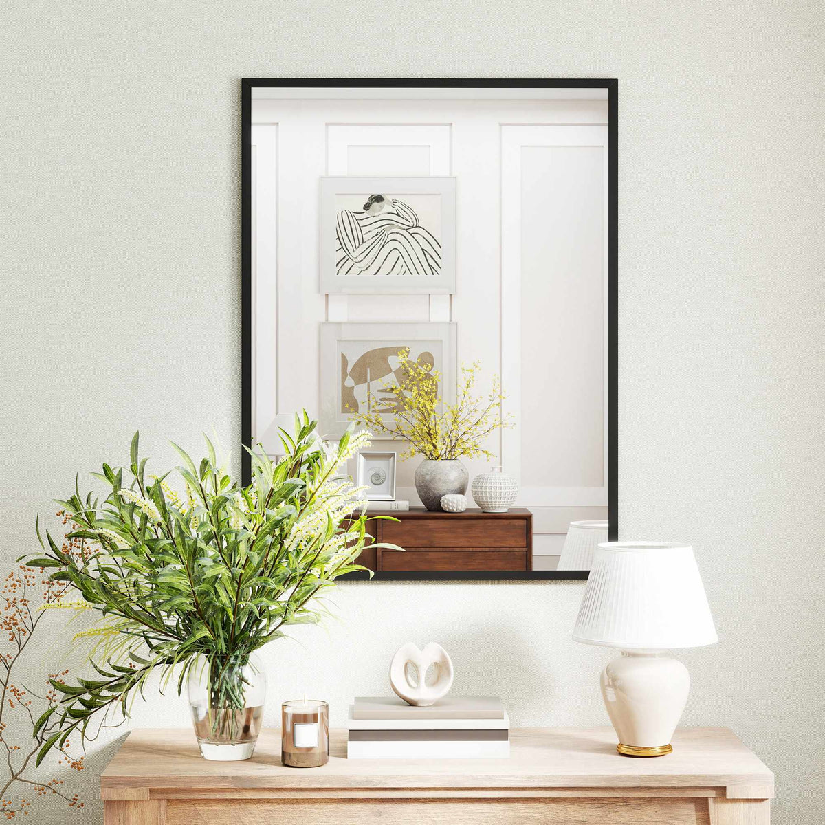 Decorative Wall Mirror, 76.2 x 101.6 cm, Black MDF Frame