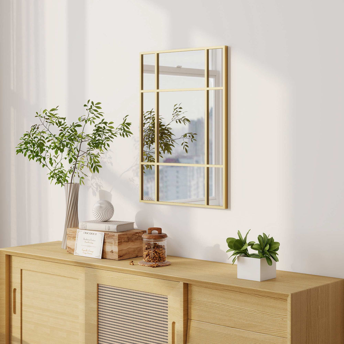 Decorative Wall Mirror, Gold Metal Frame, 50x70 cm