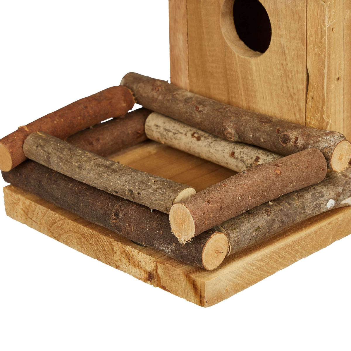 Decorative bird house with feeding station