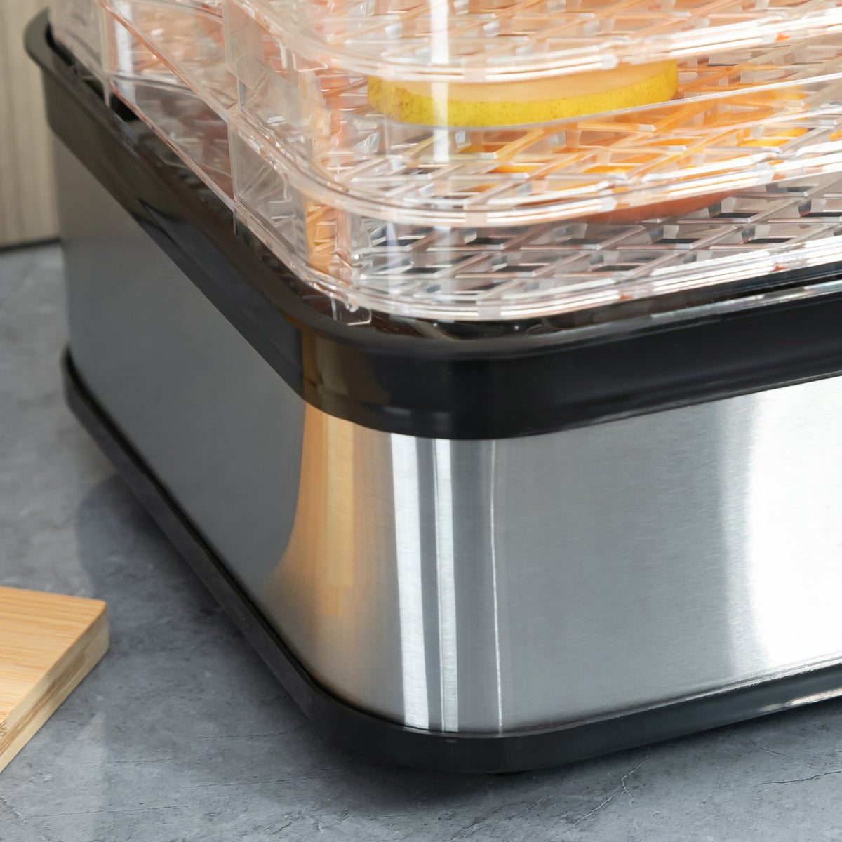 Dehydrator With Temperature Controller (35-70°C) 5 Levels 12 Hour Timer For Meat Fruit Stainless Steel Silver + Transparent 32 X 25 X 29Cm