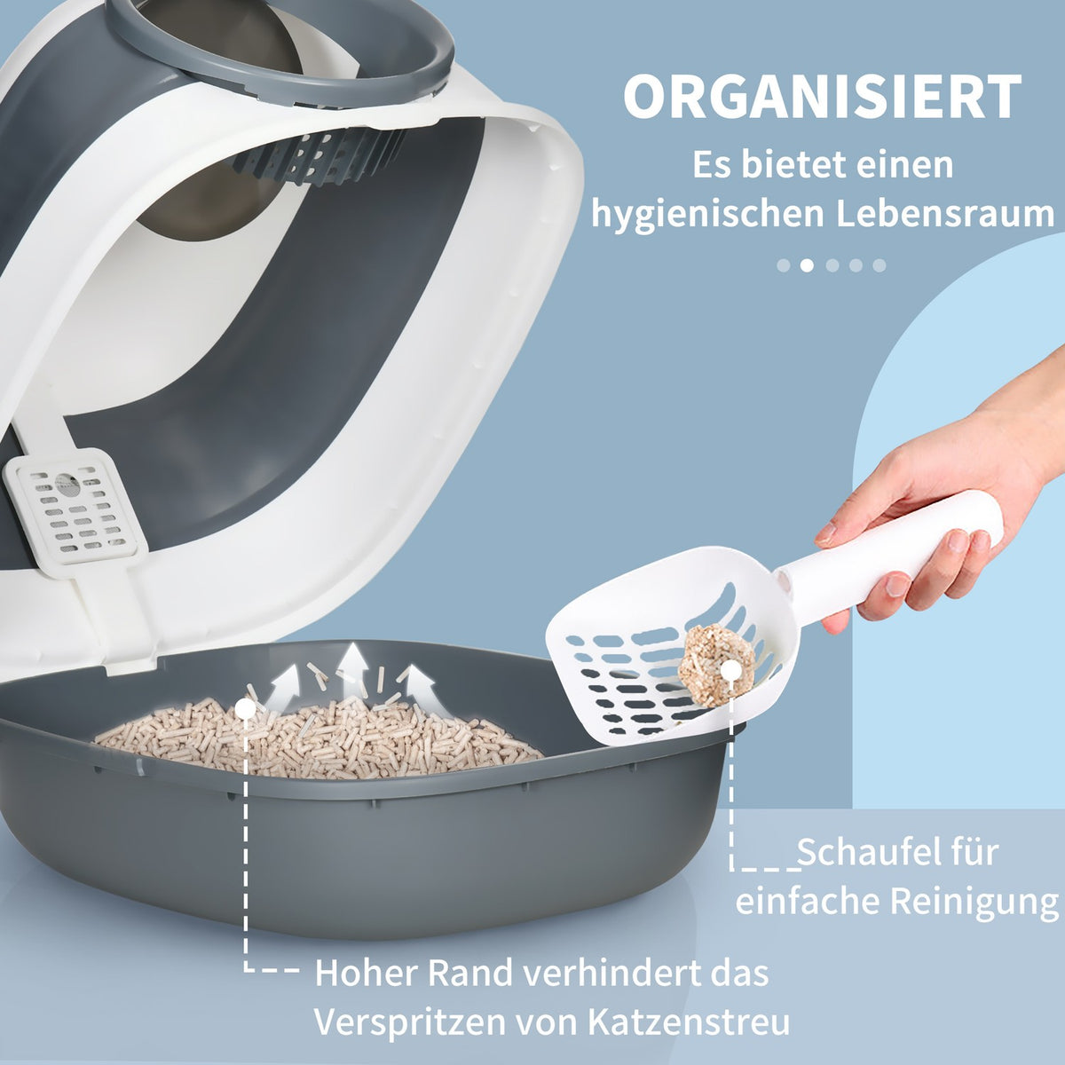 Deodorant & Litter Scoop, For Cats Up To 5Kg, White+Gray, 52X41X38Cm