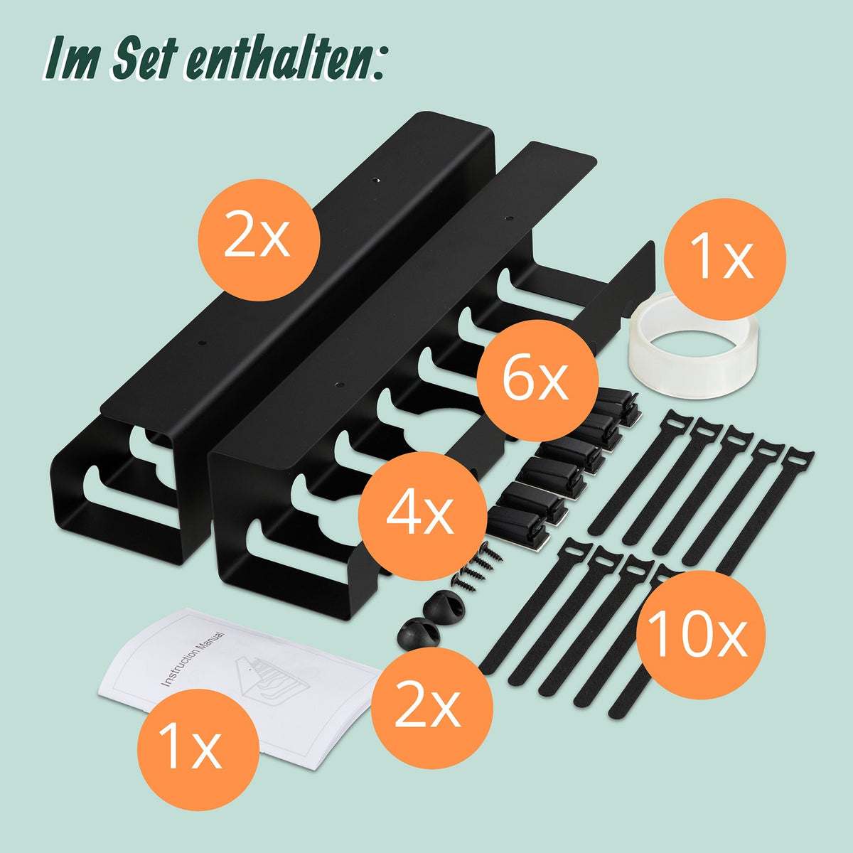 Desk Cable Management Trays, Set of 2 – Steel