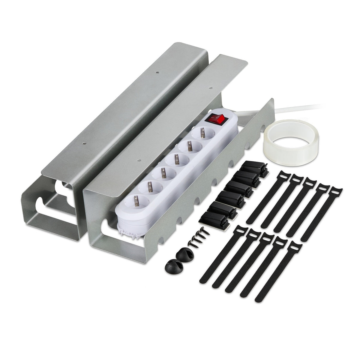Desk Cable Trays Set, Steel Cable Management for PC/TV