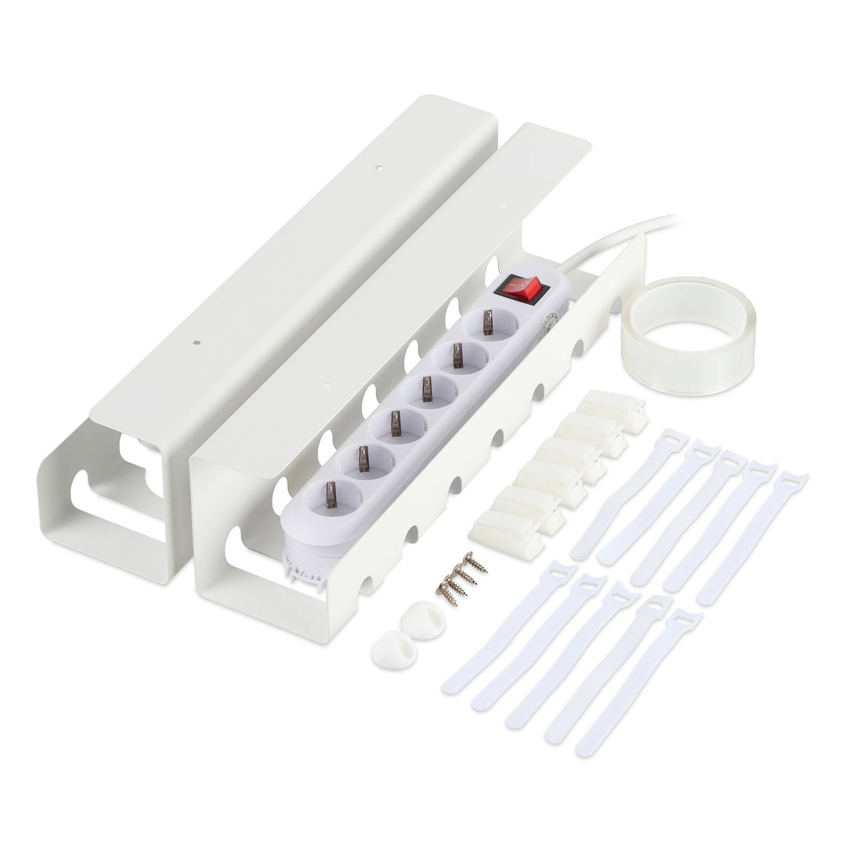 Desk Cable Trays Set – Steel Cable Management for PC/TV