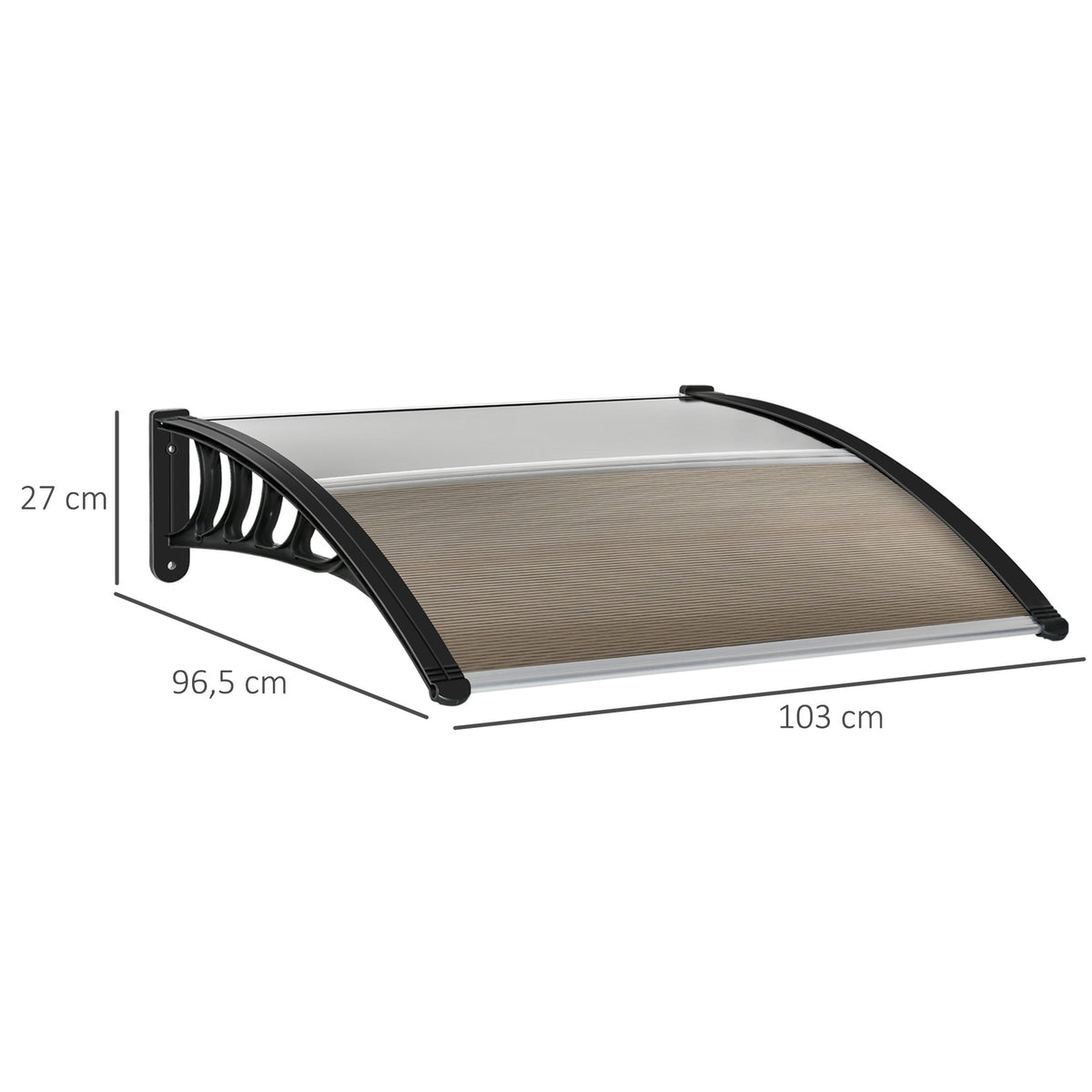 Desk Canopy Canopy for Front Door 103 x 96.5 x 27 cm Canopy with UV Protection, Rain Protection Sun Protection for Outdoors Aluminum Brown
