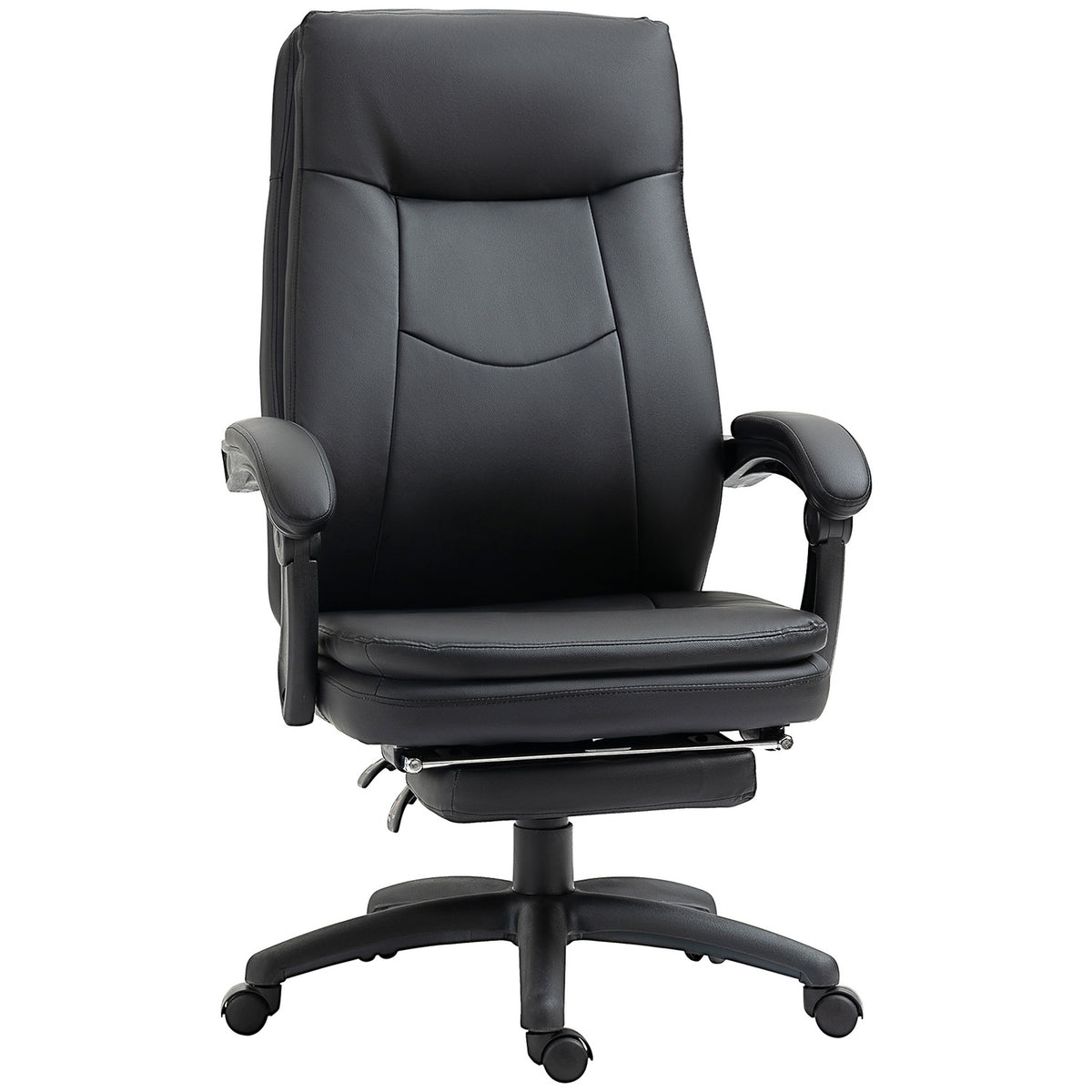 Desk Chair Ergonomic Office Chair, Executive Chair With Footrest, Padded Backrest, Black, 64X64X112-120Cm