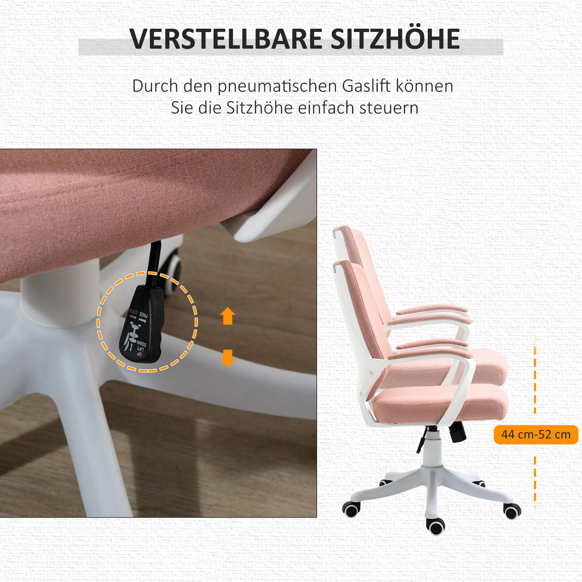 Desk Chair Ergonomic Office Chair, Height Adjustable, Rocker Function, Thickly Padded Backrest, 360° Swivel Wheels