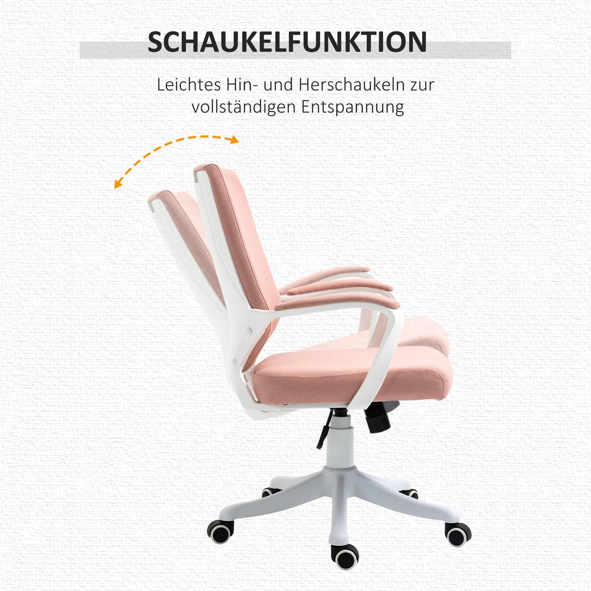 Desk Chair Ergonomic Office Chair, Height Adjustable, Rocker Function, Thickly Padded Backrest, 360° Swivel Wheels