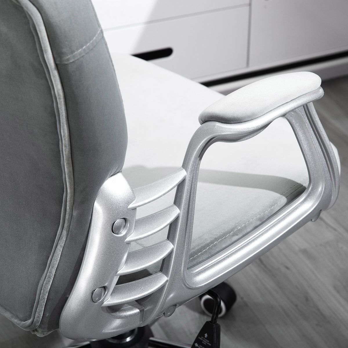 Desk Chair Ergonomic Office Chair With Padded Backrest, Gray, 59.5X60.5X95-105 Cm
