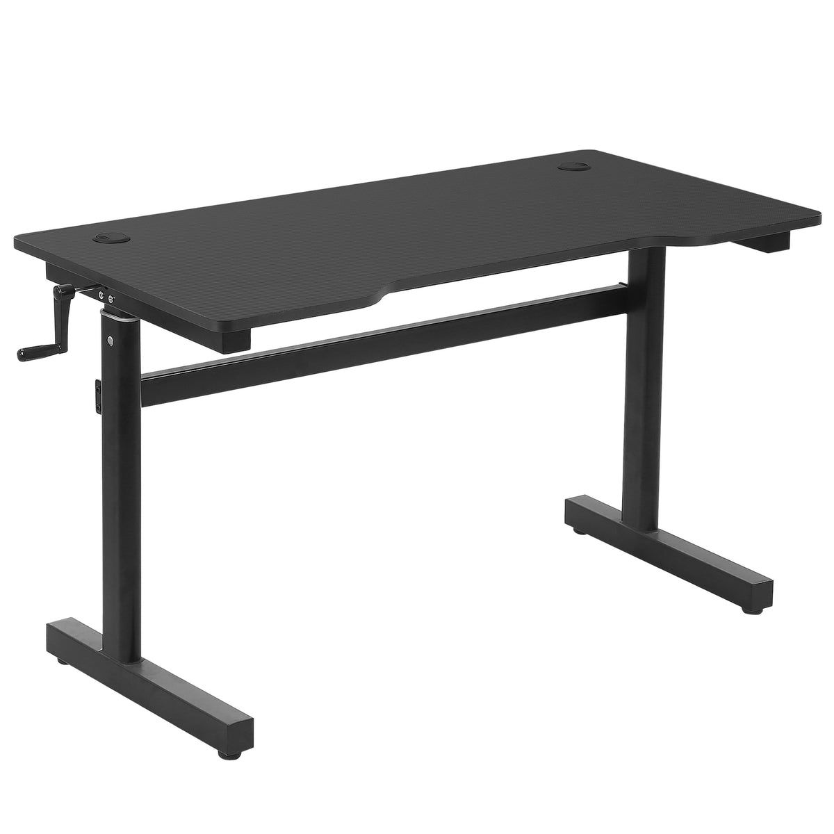 Desk Computer Desk Height Adjustable Hand Crank Lift Standing Desk Adjustable Footrests Mdf Metal Black 120 X 60 X 72-117 Cm