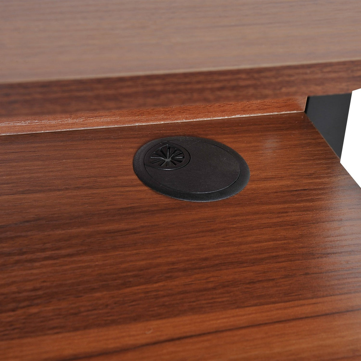 Desk Computer Table With Storage Compartment & Cable Passage, Metal Walnut, 84X45X85Cm, Ideal For Home Office