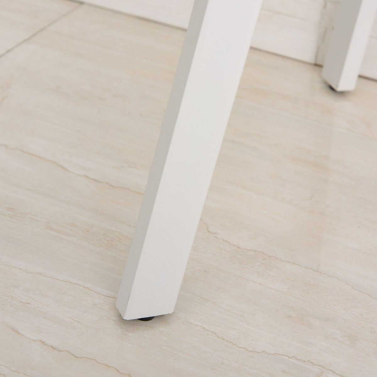 Desk Elegant Office Table With Drawers, Mdf + Steel, White, 120X60X76Cm