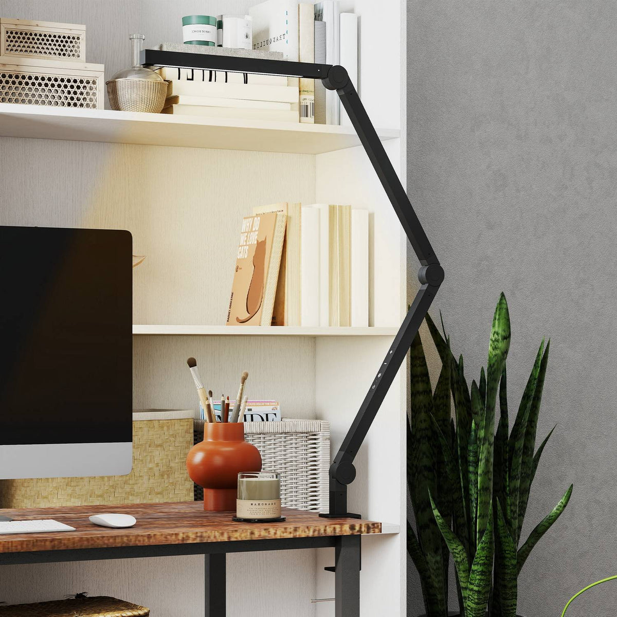 Desk Lamp, Adjustable Brightness & Color, Metal Clamp