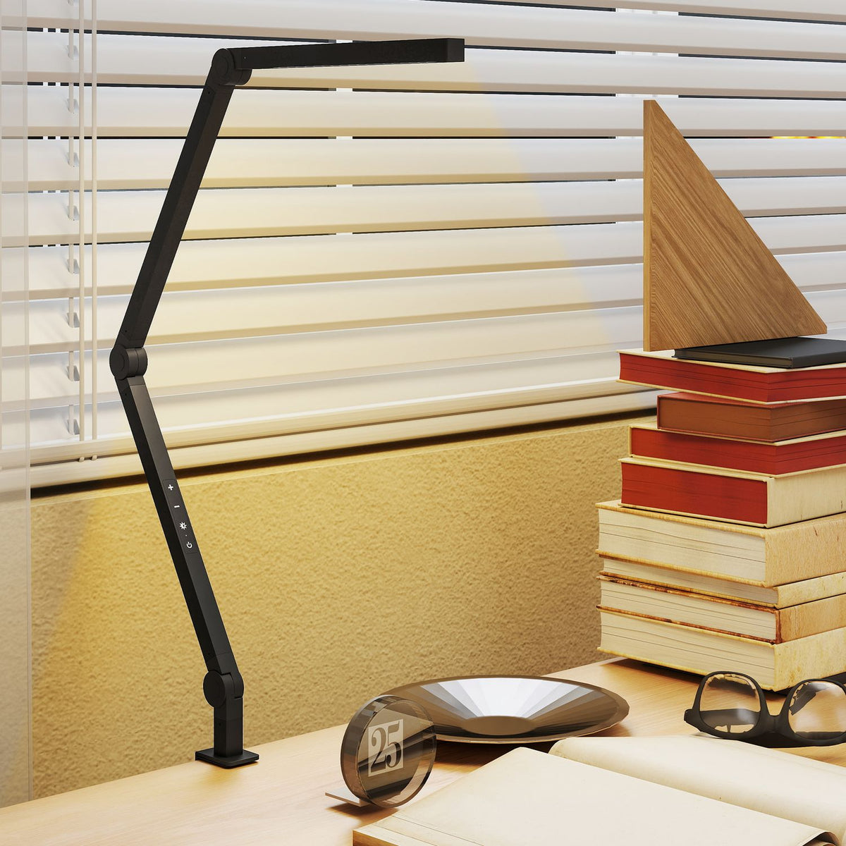 Desk Lamp, Adjustable Brightness & Color, Metal Clamp