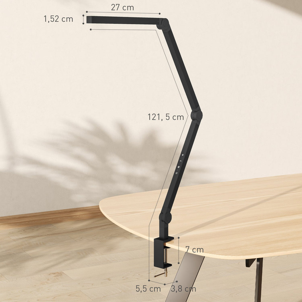 Desk Lamp, Adjustable Brightness & Color, Metal Clamp