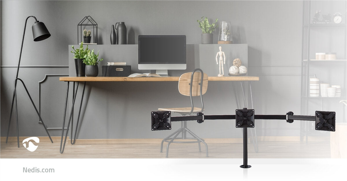Desk Monitor Mount | 3 Screens | 14 - 24 " | 75x75 / 100x100 | Full Motion