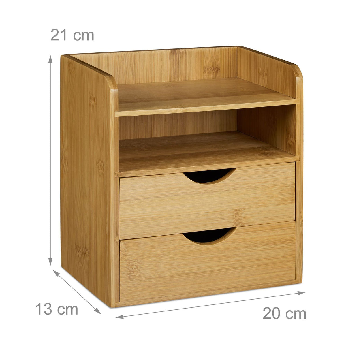 Desk Organiser Bamboo Drawers Shelves Wooden Storage Box Wood Office Shelf Stand