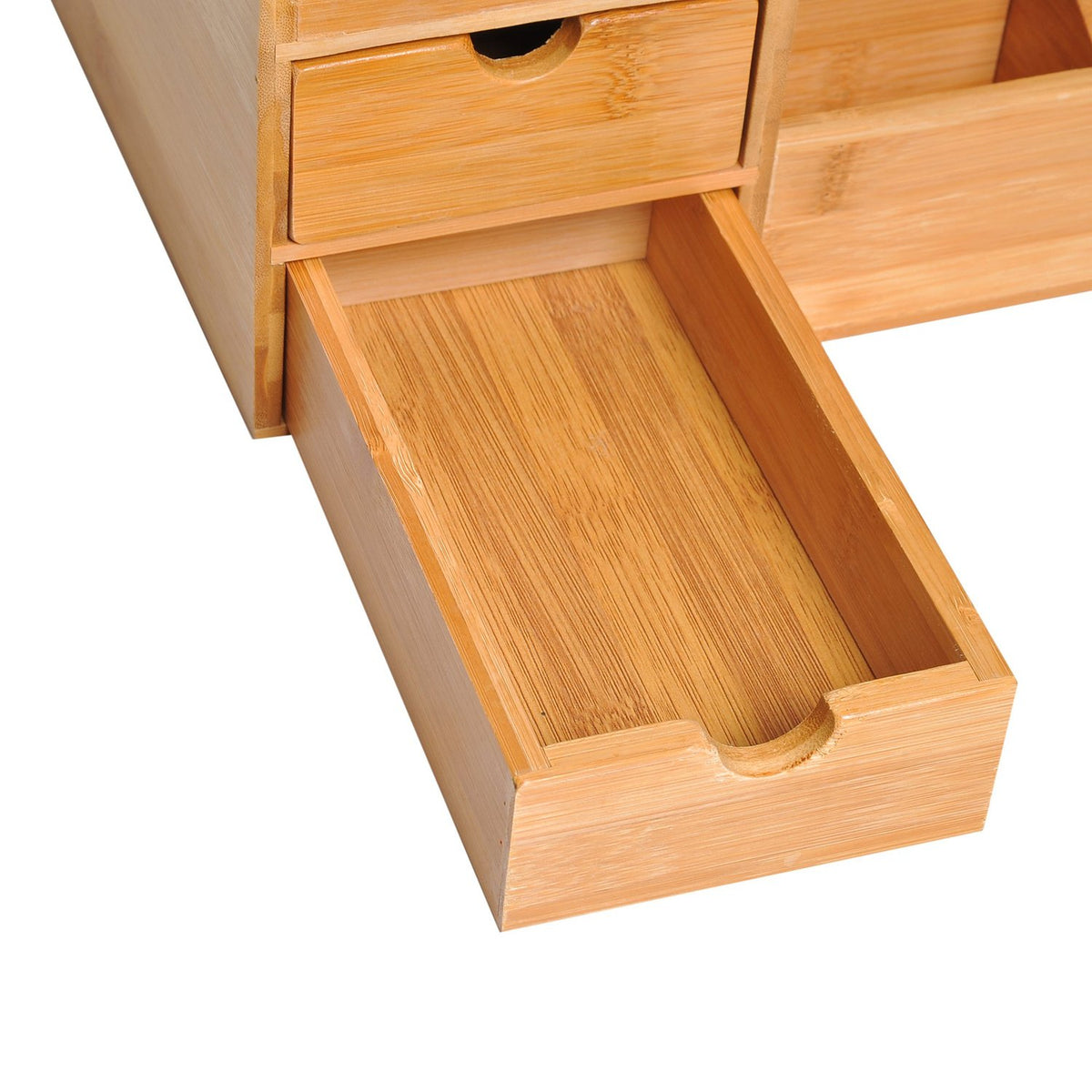 Desk Organizer Office Storage Box With 2 Drawers, Organization & Order, Natural, L33 X W20.5 X H15.5 Cm