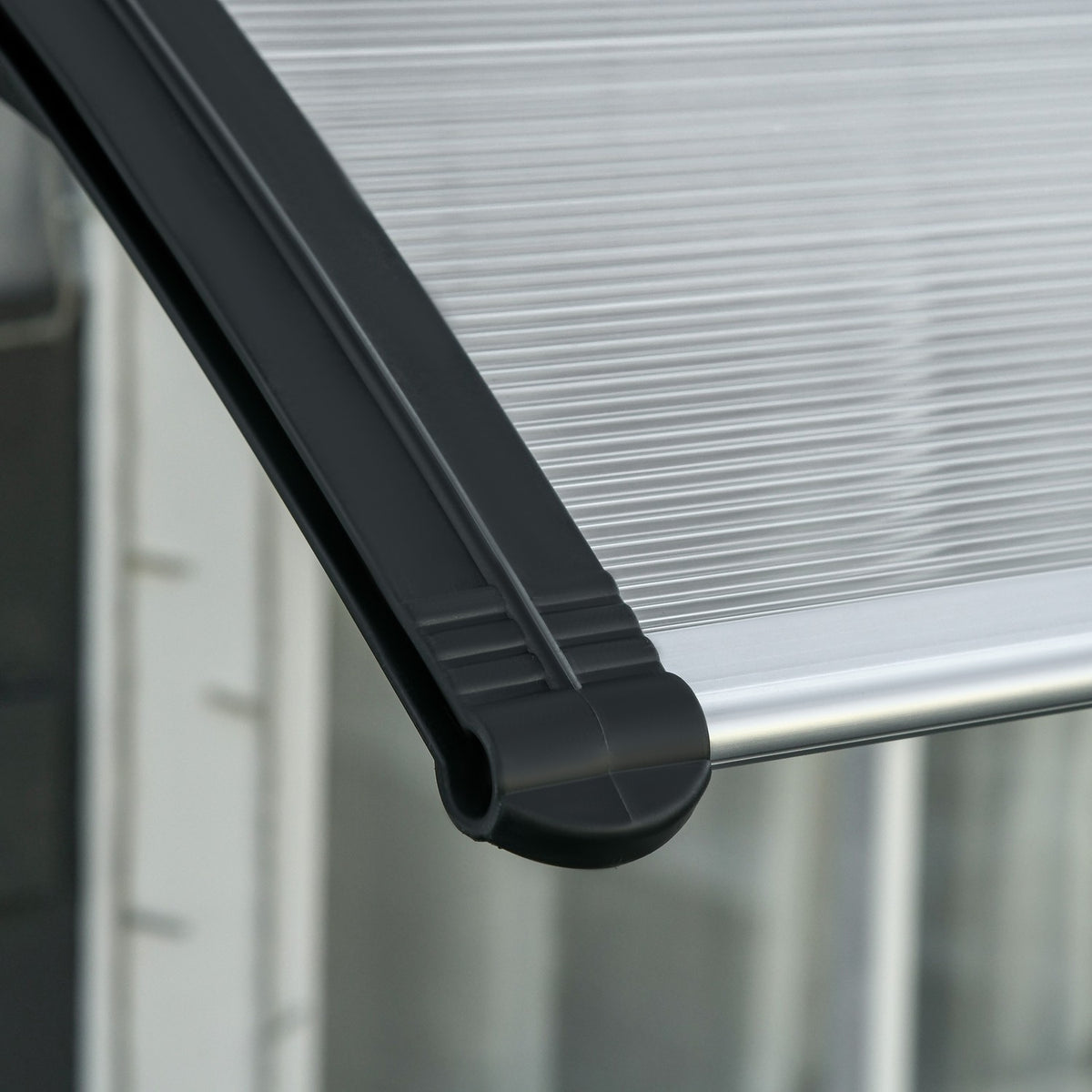 Desk canopy canopy for front door 303 x 96 x 27 cm canopy with UV protection, rain protection sun protection for outside aluminum black