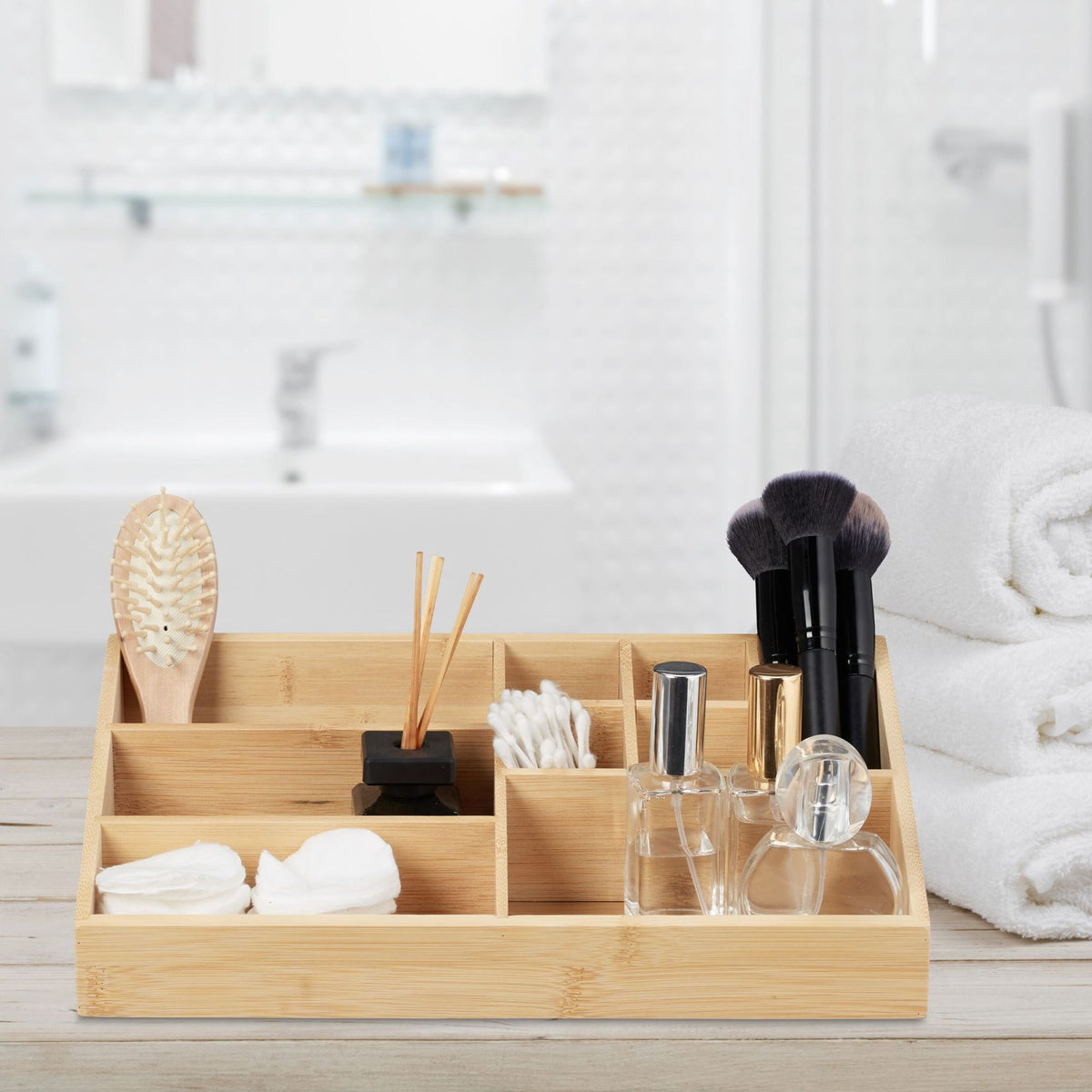 Desk organization in bamboo 9 compartments