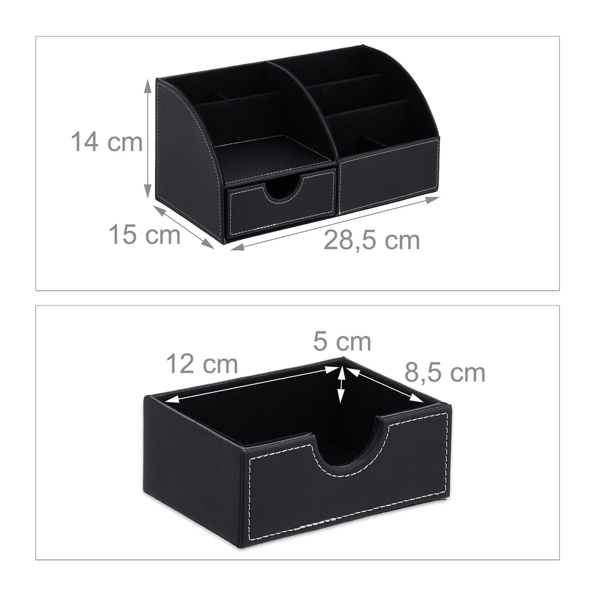 Desk organization in leather look