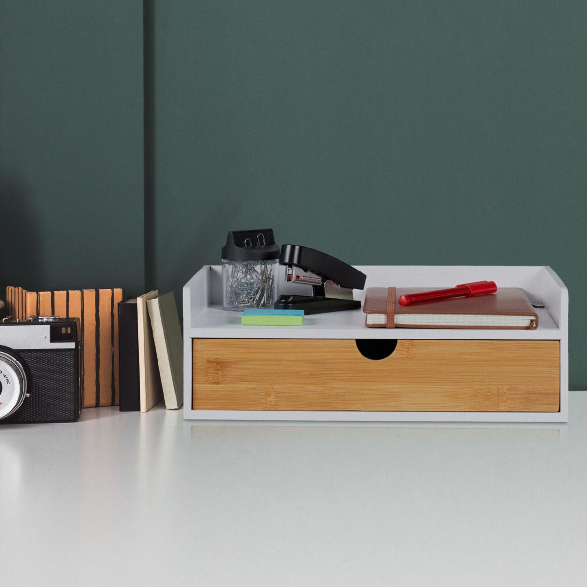 Desk organization with drawer