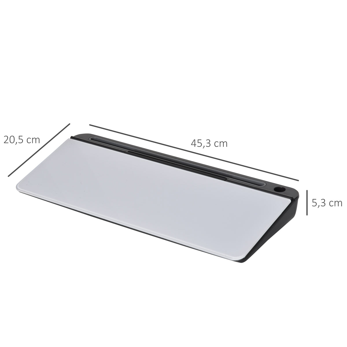 Desktop Memo Board Whiteboard With Tablet Stand, Glass Pp, White + Black, 45.3X20.5X5.3Cm