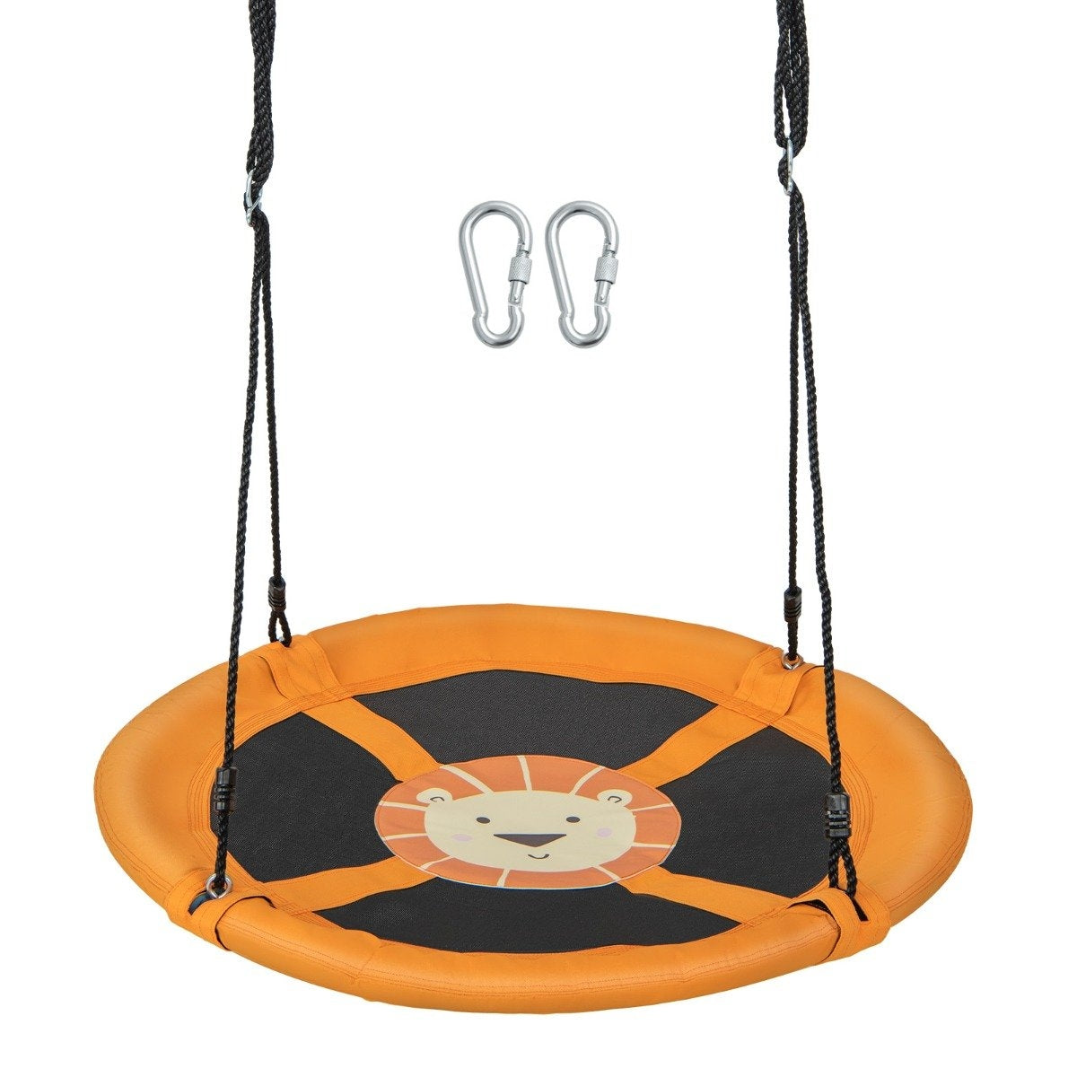 Diameter 100 cm nest swing with adjustable ropes, hanging swing, children's swing, round swing, yellow