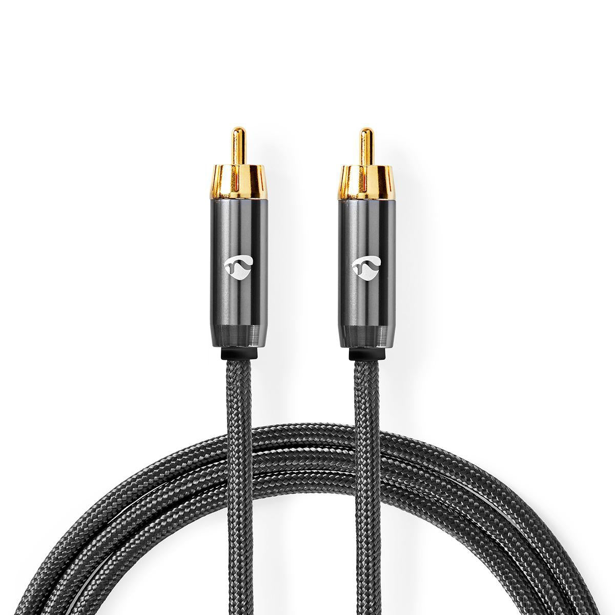 Digital Audio Cable | RCA Male | RCA Male | Gold Plated | 1.00 m | Round | Cotton | Gray With Metal | Carton with covered window