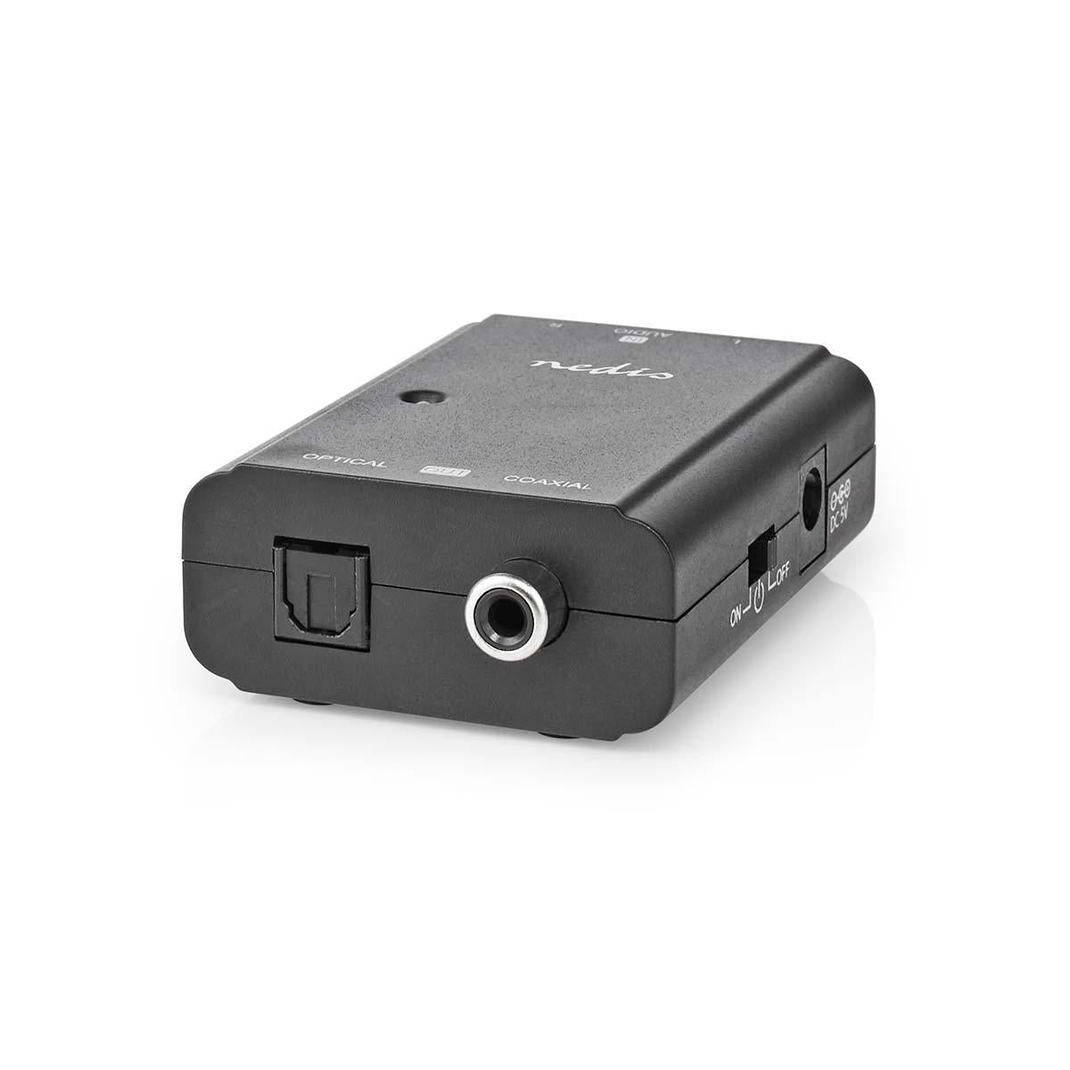 Digital Audio Converter | One way | Connection input: 2x RCA Female | Connection output: 1x S/PDIF (RCA) Female / 1x TosLink Female | ARC | Instruction book | Black