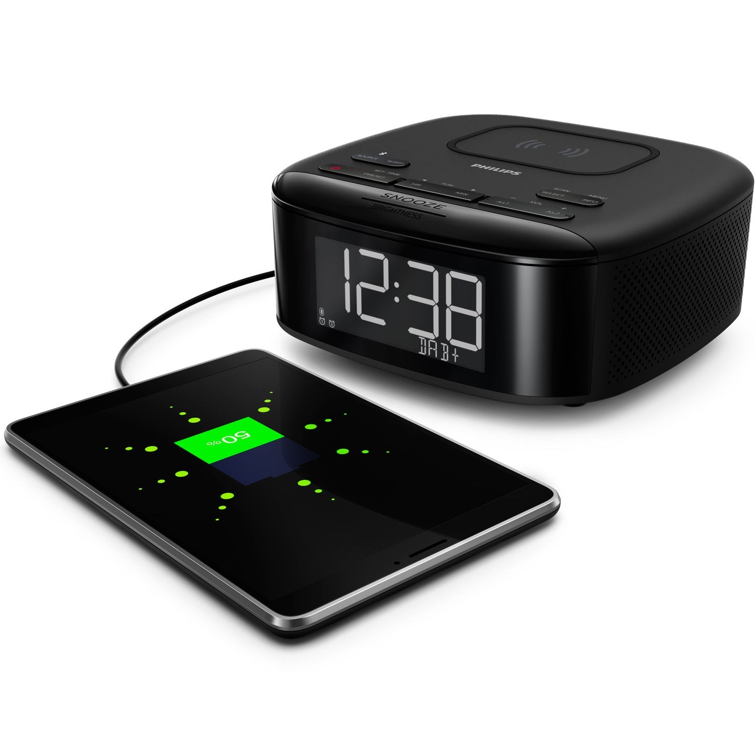 Digital DAB+/FM clock radio QI charging