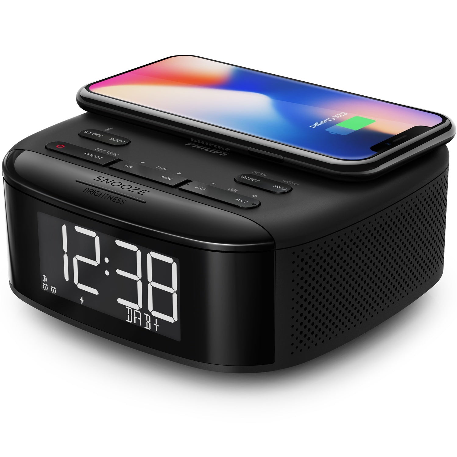 Digital DAB+/FM clock radio QI charging