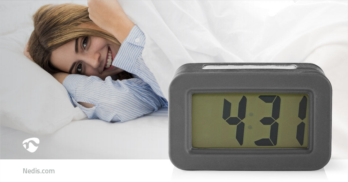 Digital Desk Alarm Clock | Backlight LCD | 3.5 cm | Backlighting | Snooze function | No | Grey/White