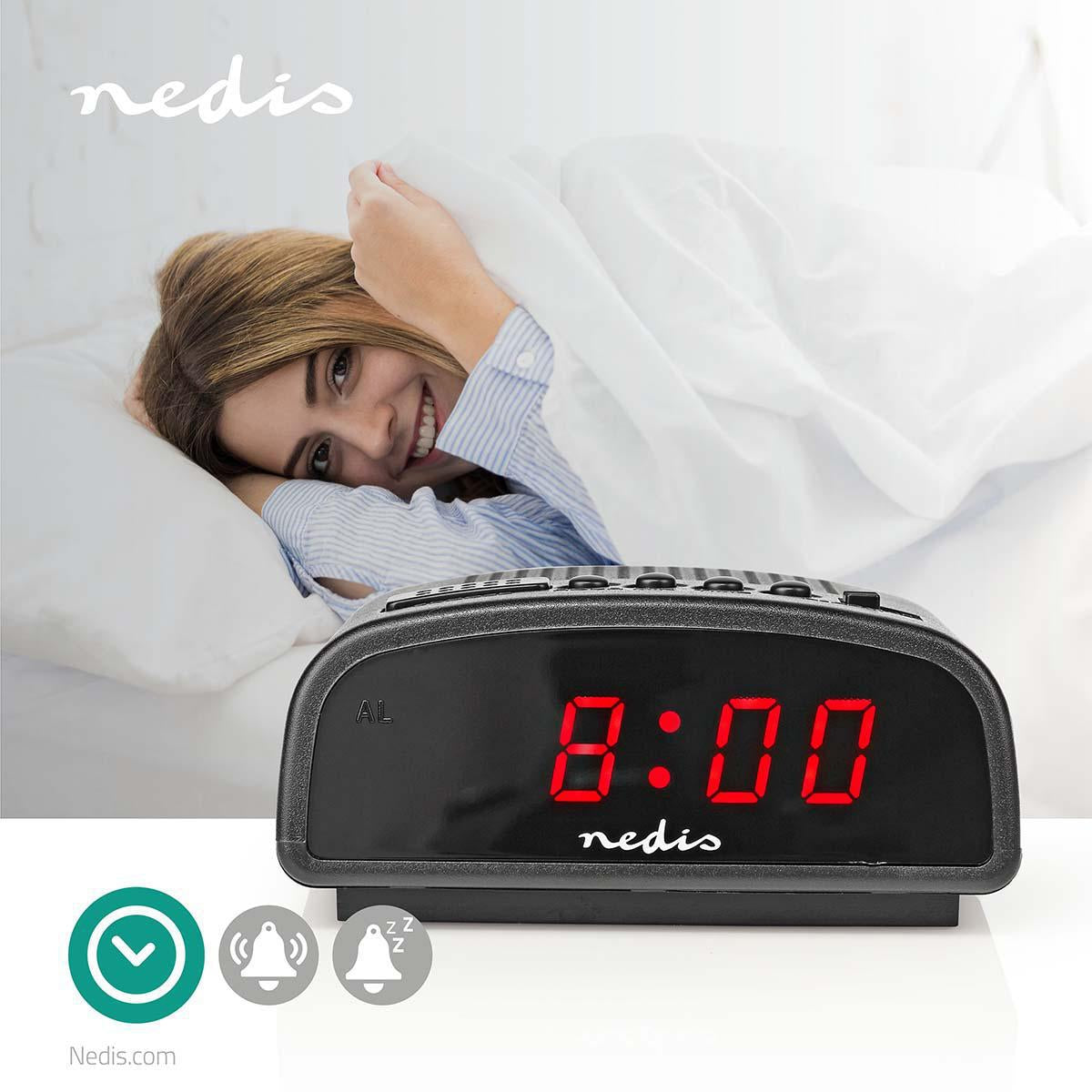 Digital Desk Alarm Clock | LED Display | Snooze function | No | Black