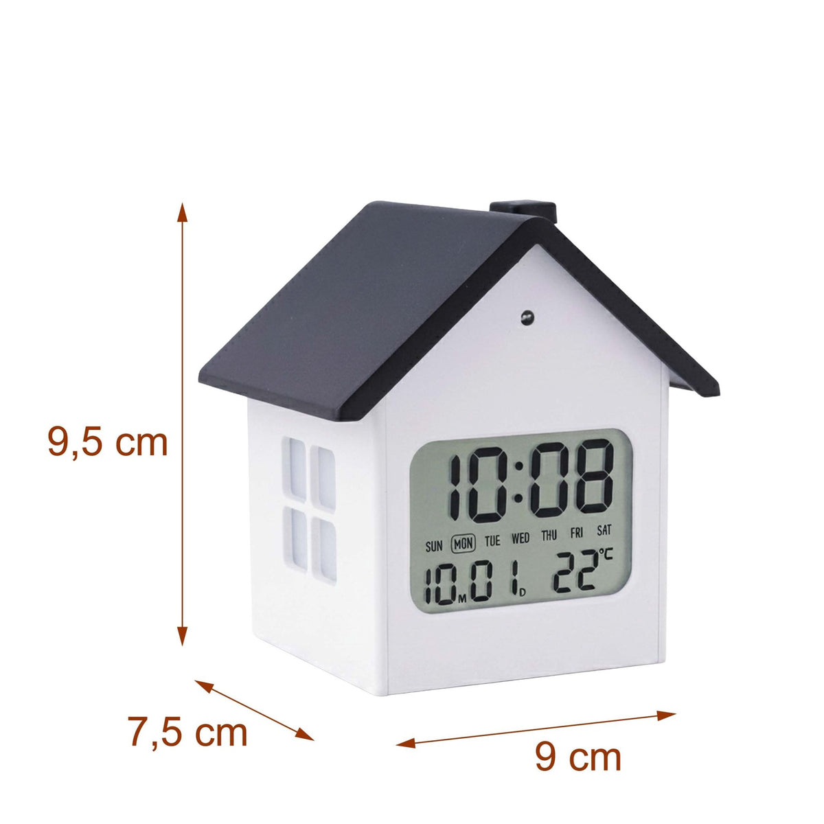 Digital House-Shaped Alarm Clock with LCD Display