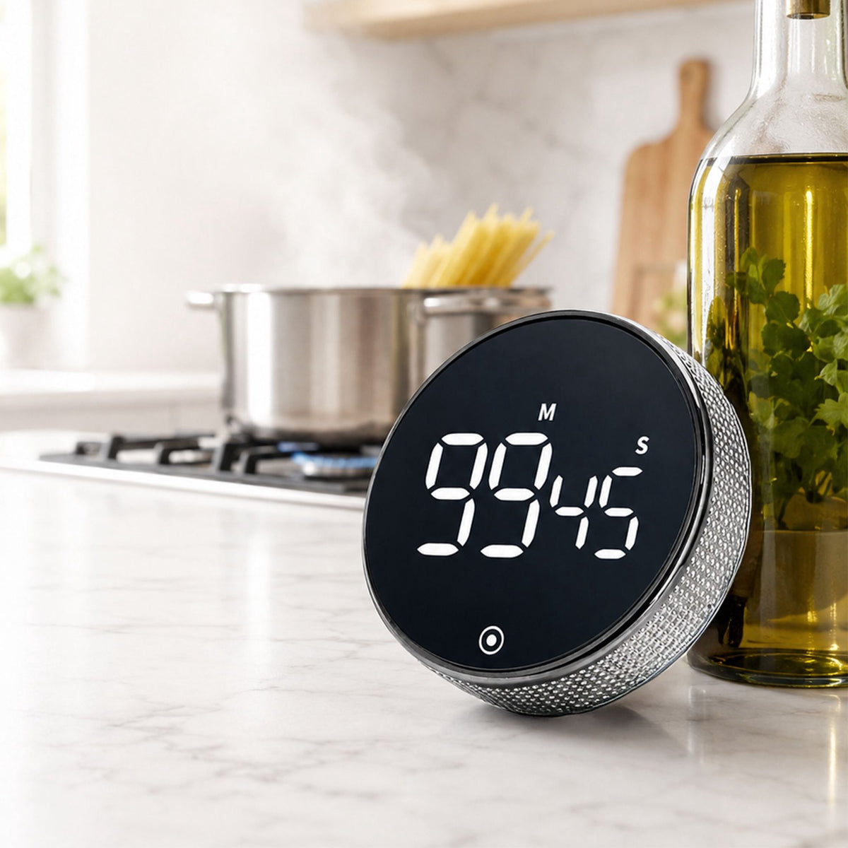 Digital Kitchen Timer, LED Display, Silver, Magnetic
