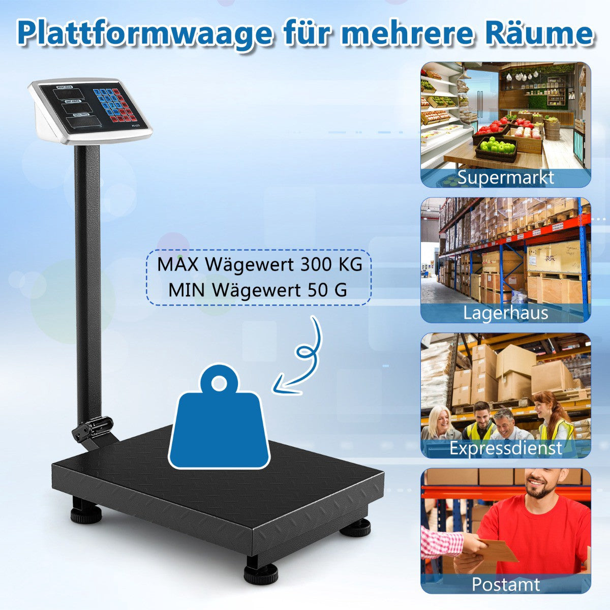 Digital Platform Scale 300kg, 50g, Price Computing LB/KG