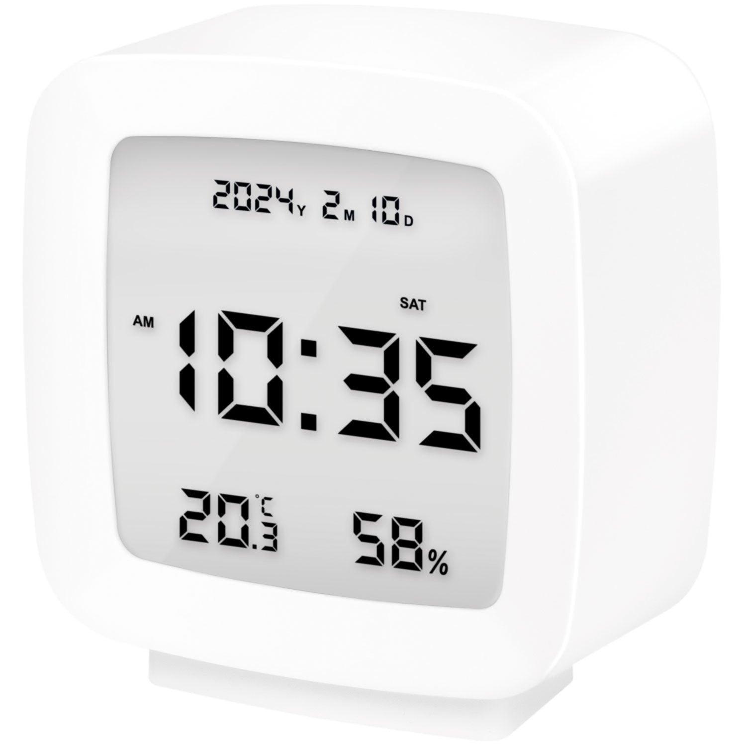 Digital alarm clock with date, temp, humidity