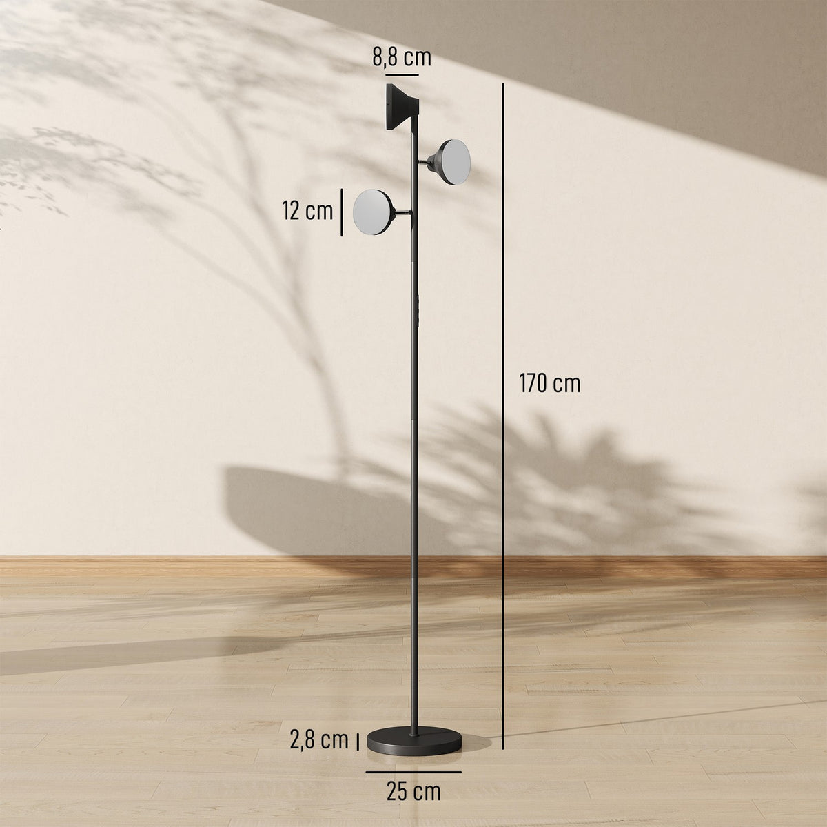 Dimmable Floor Lamp with Reading Light, RGB, Remote Control