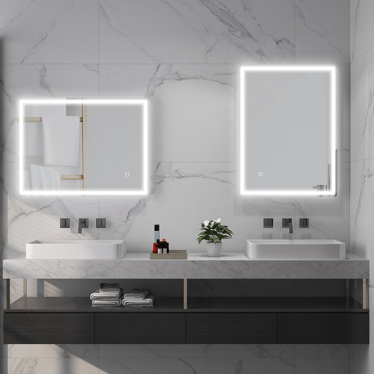 Dimmable Light Mirror Bathroom Mirror 80X60Cm Memory Function Fog-Free